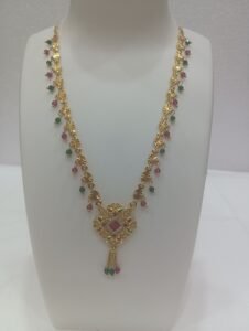 designer gold plated multi colored crystal stones necklace