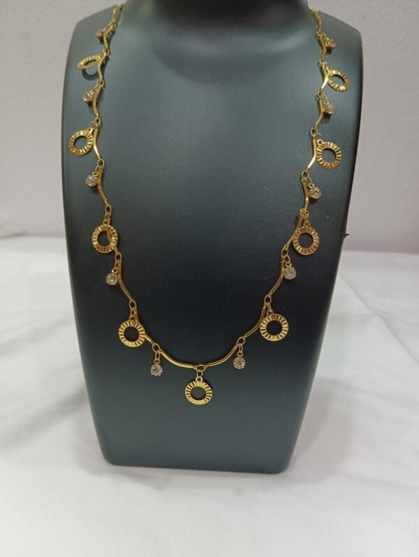 Beautiful Gold Plated Sleek Stone Link Chain Necklace