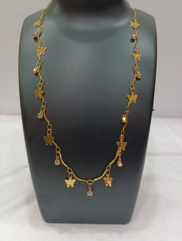 Beautiful Gold Plated Sleek Stone Link Chain Necklace