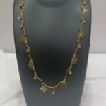 Beautiful Gold Plated Sleek Stone Link Chain Floral Necklace