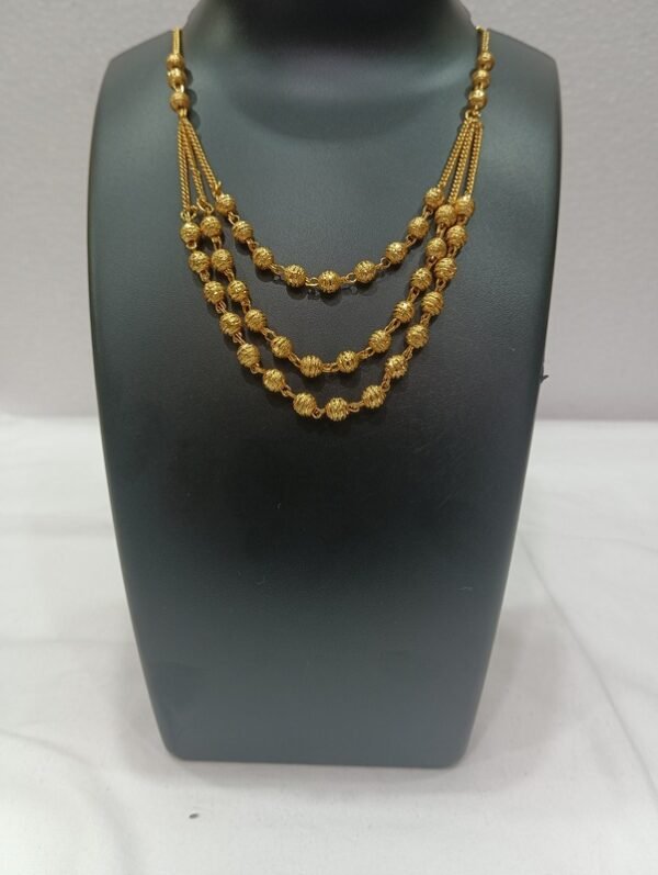 Gold Plated 3 Strand Ball Chain Gorgeous Necklace