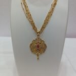 1 Gram Gold Plated Fashion Jewelry 5 Line Chains Jaali Design Ruby set