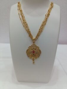 1 Gram Gold Plated Fashion Jewelry 5 Line Chains Jaali Design Ruby set