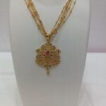 1 Gram Gold Plated Fashion Jewelry 5 Line Chains Peacock Ruby set