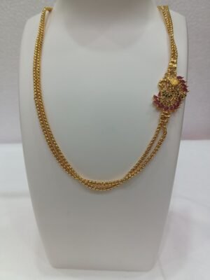 1 Gram Gold Plated Mop Double Chain 24″ inch with Designer Pendant