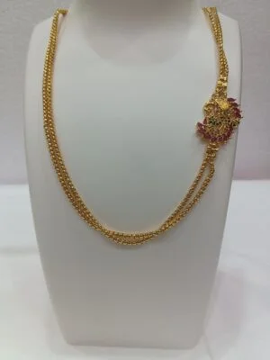 1 Gram Gold Plated Mop Double Chain 24″ inch with Designer Pendant