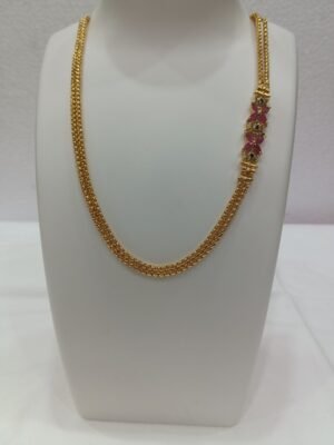 1 Gram Gold Plated Mop Double Chain 12 inch with Designer Pendant