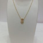 1 Gram Gold Plated Multi Colored Rhinestone Small Pendant with Chain