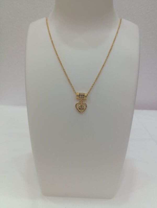 1 Gram Gold Plated Multi Colored Rhinestone Small Pendant with Chain