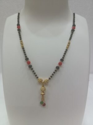 Indian Traditional Black Beads Mangal Sutra Crystal Beads Gold Plated