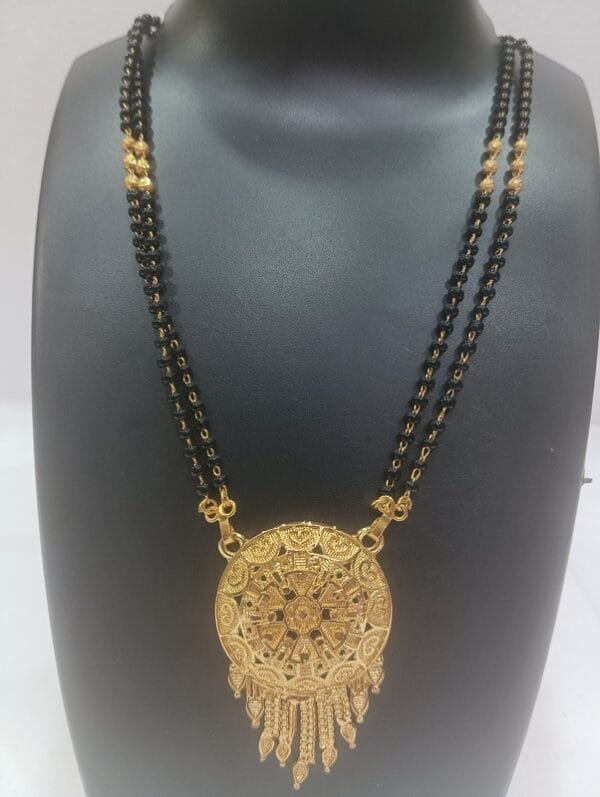 Micro Gold Plated Traditional Black Beads Mangal Sutra