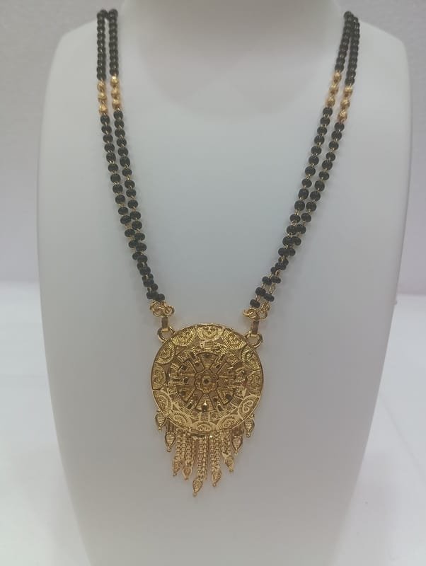 Micro Gold Plated Traditional Black Beads Mangal Sutra