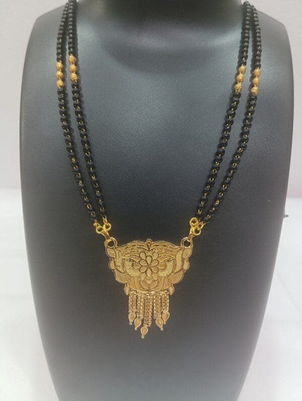 Micro Gold Plated Traditional Black Beads Mangal Sutra Chain