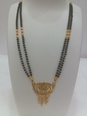 Micro Gold Plated Traditional Black Beads Mangal Sutra Chain