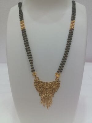 Micro Gold Plated Traditional Black Beads Mangal Sutra