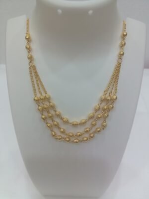 Gold Plated 3 Strand Ball Chain Gorgeous Necklace