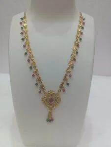 designer gold plated multi colored crystal stones necklace