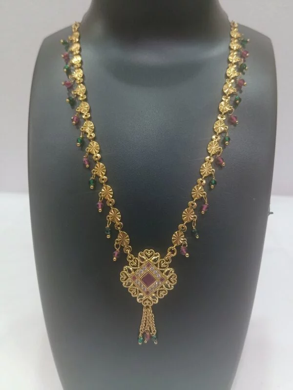 designer gold plated multi colored crystal stones necklace