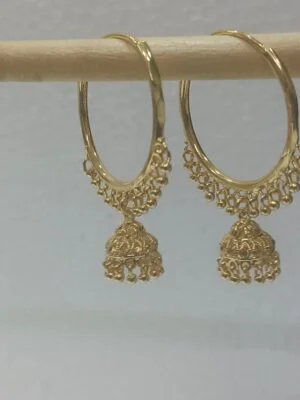 Designer Gold Plated Traditional Jhumka Earrings