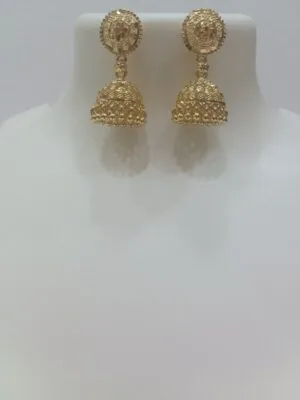 Designer Gold Plated Indian Traditional Jhumka Earrings