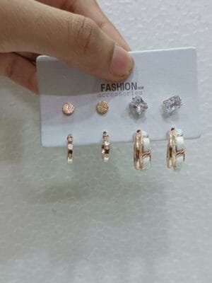 Latest Earrings & Studs 4 Pair Combo Set 4 Different Style Rose Gold