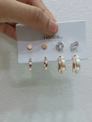 Latest Earrings & Studs 4 Pair Combo Set 4 Different Style Rose Gold