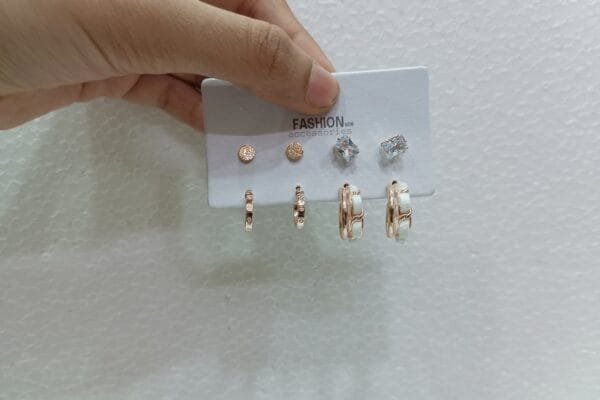 Latest Earrings & Studs 4 Pair Combo Set 4 Different Style Rose Gold