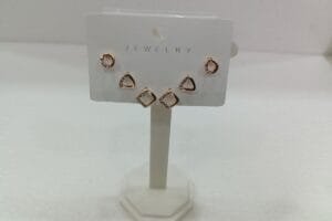 Rose Gold Plated Stone Studded Latest Earrings & Studs 3 Pair Combo Set