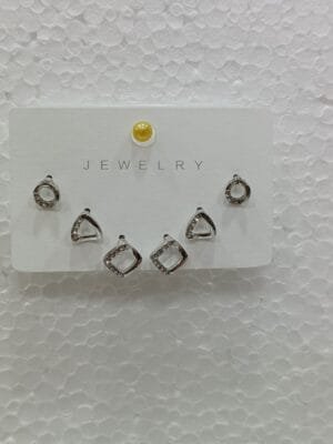 Platinum Plated Stone Studded Latest Earrings & Studs 3 Pair Combo Set