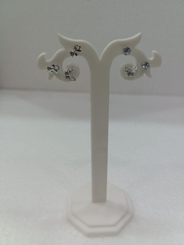 Platinum Plated Rhine Stone Studded Latest Earrings & Studs 3 Pair Combo Set