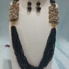 Designer Gold Plated Seed Beads Polki Necklace Earrings Jewelry Set Black