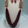 Designer Gold Plated Seed Beads Polki Necklace Earrings Jewelry Set Maroon