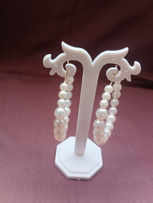 New Fashion Beautiful and Stylish Girls White Pearl Hoop Earrings