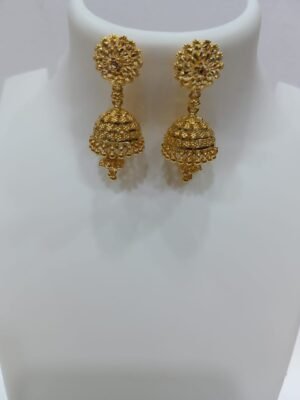 Designer Gold Plated Traditional Jhumka Earrings