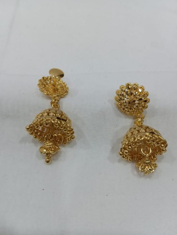 Designer Gold Plated Traditional Jhumka Earrings