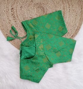 Designer Ready made Banarasi Saree Blouse Re sizable Green