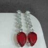 Rhodium Plated AD Studded Ruby Earrings for Women and Girls