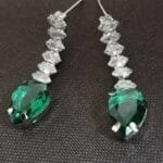 Rhodium Plated AD Studded Emerald Earrings for Women and Girls