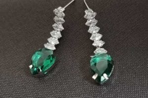 Rhodium Plated AD Studded Emerald  Earrings for Women and Girls