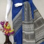 Beautifully Crafted Kota Silk Saree With Semi Digital Print ethically made Blue color