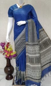 Beautifully Crafted Kota Silk Saree With Semi Digital Print ethically made Blue color