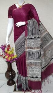 Beautifully Crafted Kota Silk Saree With Semi Digital Print ethically made Maroon color