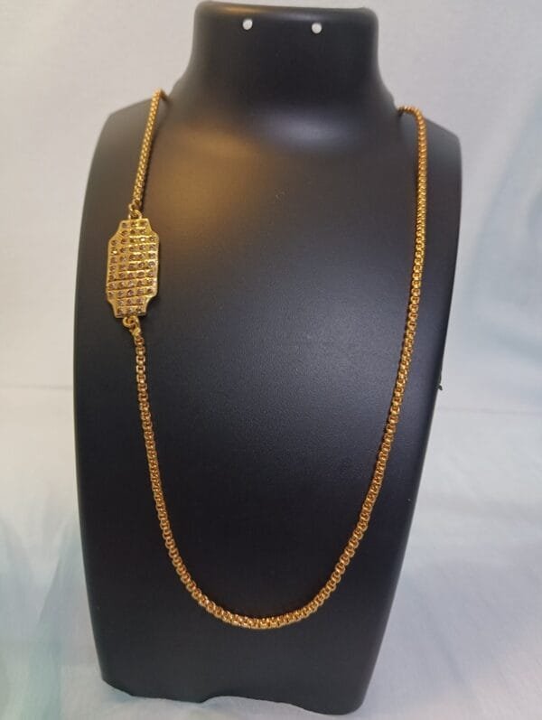 1 Gram Gold Plated American Diamonds Studded Mop Chain with 12 inch Designer Pendant