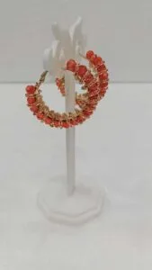 Gold Plated Orange Crystal Hoop Ring Earrings