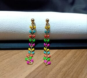 Gold Plated Multi Color Enamel Designer Earrings