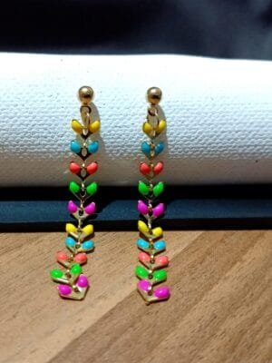 Gold Plated Multi Color Enamel Designer Earrings