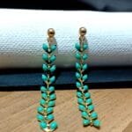 Gold Plated Green Color Enamel Designer Earrings