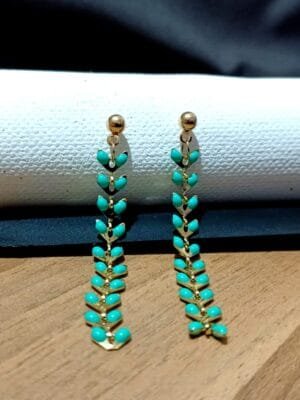 Gold Plated Green Color Enamel Designer Earrings