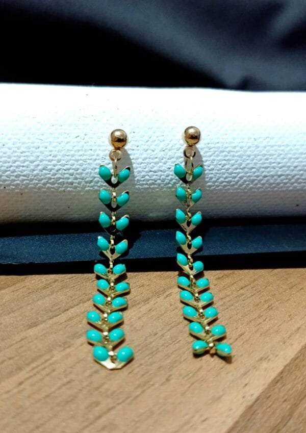 Gold Plated Green Color Enamel Designer Earrings