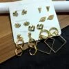 Gold Tone Fashion Studs Earrings for Women Stylish Latest 7 Pair Combo